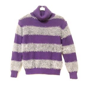 Purple Fuzzy Striped Sweater NWOT - Size S